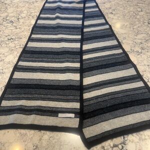 J. Crew Striped Black and Gray Knit Scarf